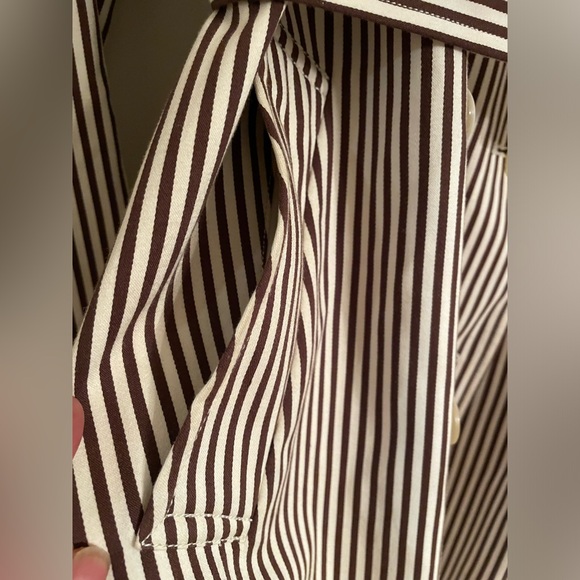 Lauren Ralph Lauren Women's Double Breasted Trench Coat Striped Coat Large - Picture 9 of 15